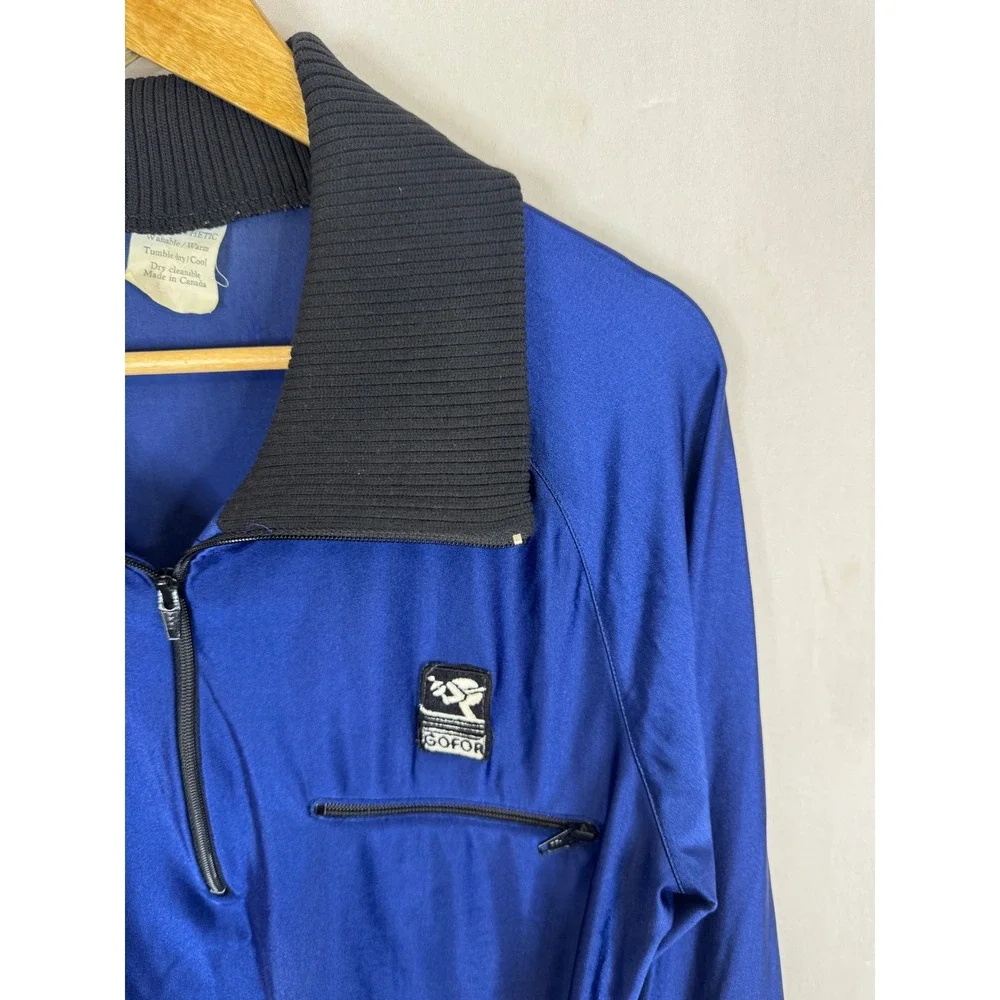 Vintage 80s Gofor‎ Blue Quarter Zip Pullover Jacket Ski Canada Retro Sport Men S